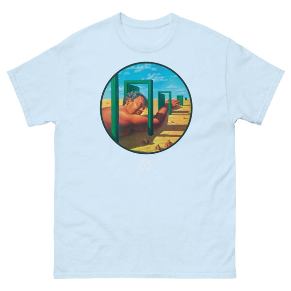 unisex-classic-tee-light-blue-front-68d0fd09f3c7d.jpg The Man In The Maze T-shirt